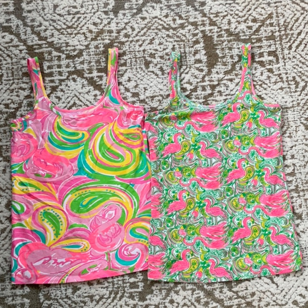 Lilly Pulitzer Pink and Green Patterned Tank Top